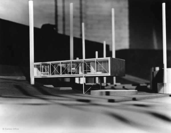 Eames House model showing the exterior of the house and grounds