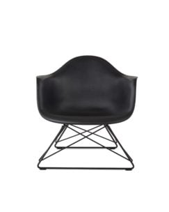 black molded plastic armchair low wire base, black base